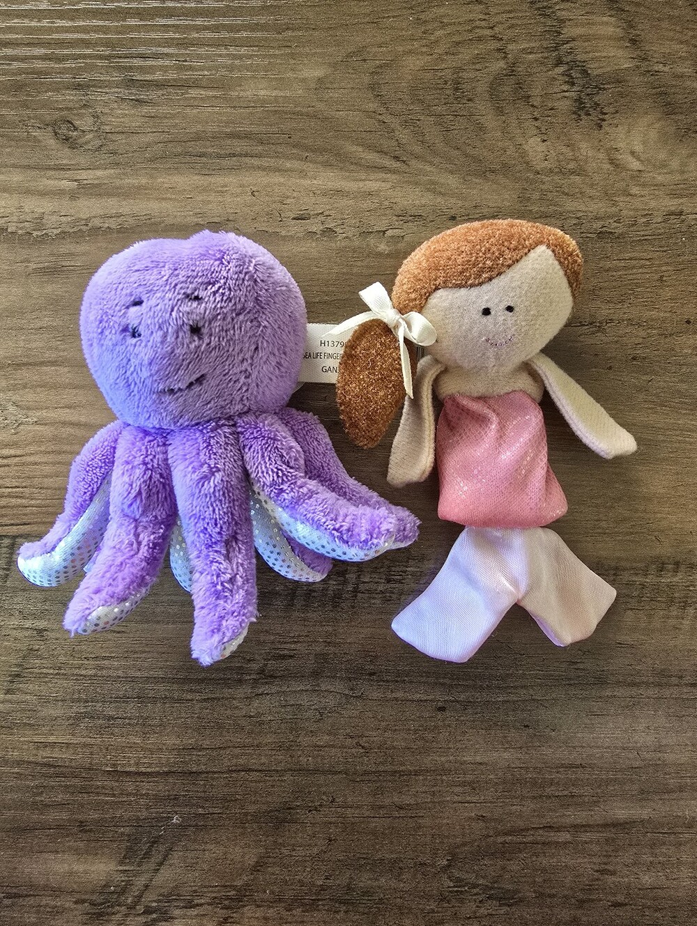 Set of 2 Ganz Finger Puppets: Mermaid + Octopus